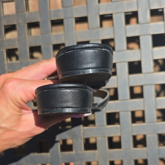 Yoki Black Slide Sandals with Silver Chain - Picture 4 of 5